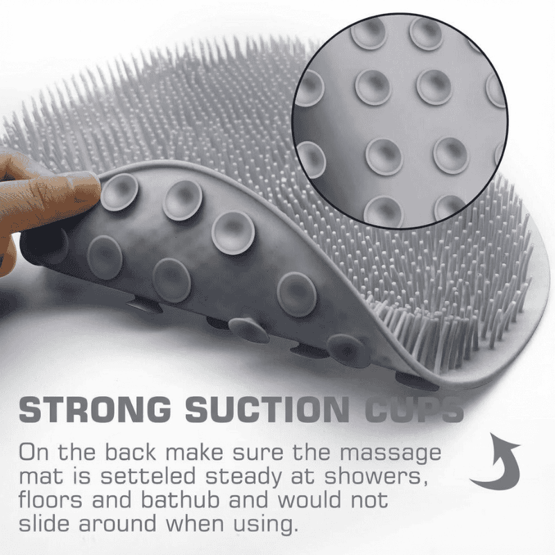 Silicone Shower Foot Scrubber Mat with Wall-Mounted Suction Cups.