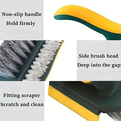 Floor Brush- 2 In 1 Long Handle Wiper Stiff Bristle Floor Brush