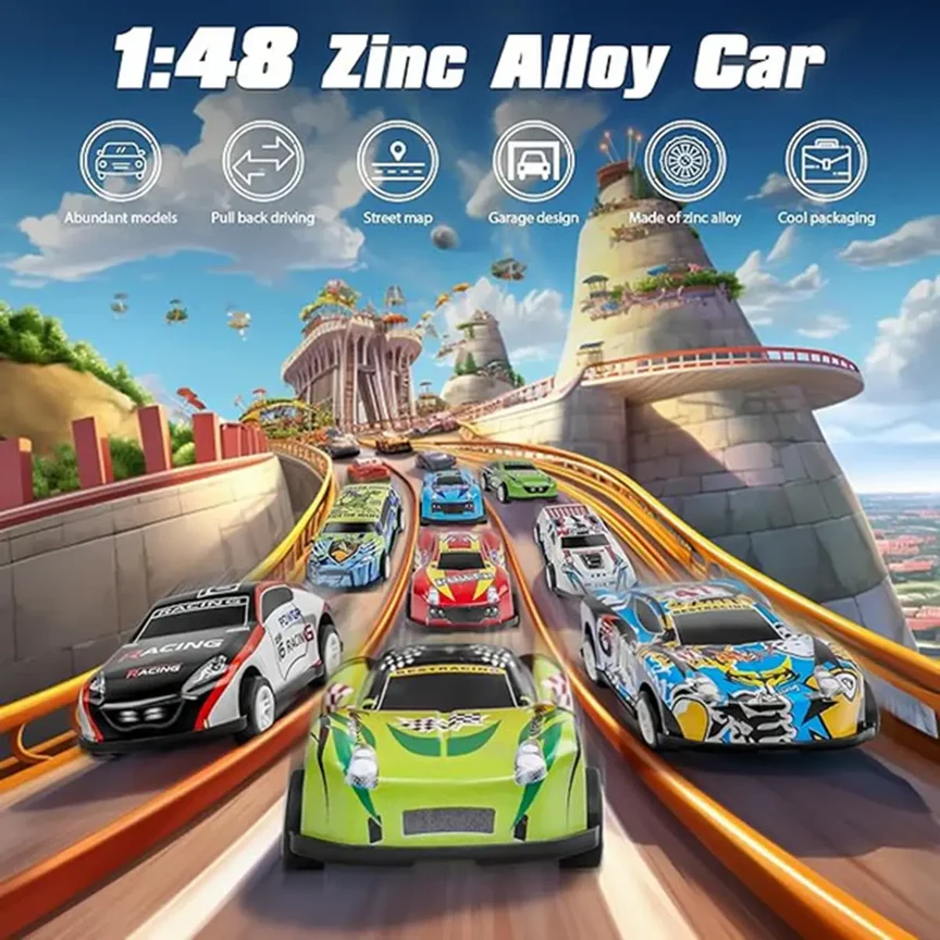 Mini Pull-Back Cars Set with Built-In Garage Set
