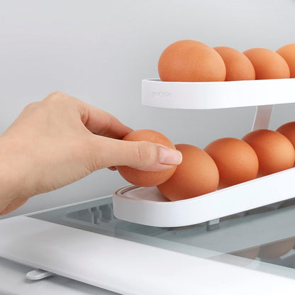 🥚RollDown Egg Dispenser - Scrolling Egg Rack Holder Storage Box✨