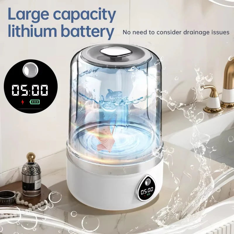 Cordless Portable Mini Washer – Rechargeable Travel Washing Machine for Underwear & Socks