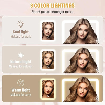 ✨ GlamGlow™ Luxe – Tricolour LED Leather Makeup Vanity