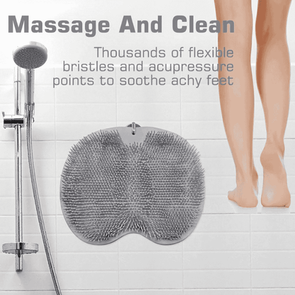 Silicone Shower Foot Scrubber Mat with Wall-Mounted Suction Cups.