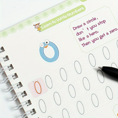 Preschool Magic Practice Copybook Set for Alphabet, Drawing, Numbers, and Math