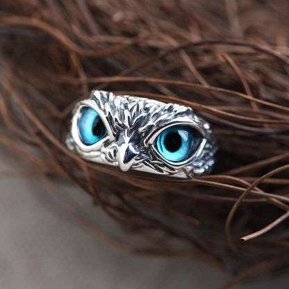 Blue Eyed Owl Ring