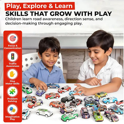 Mini Pull-Back Cars Set with Built-In Garage Set
