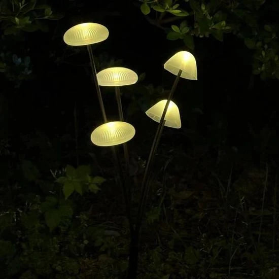 LumaGrove Warm White Solar Mushroom Lights — 10 LEDs, Weatherproof & Automatic (2-Pack)