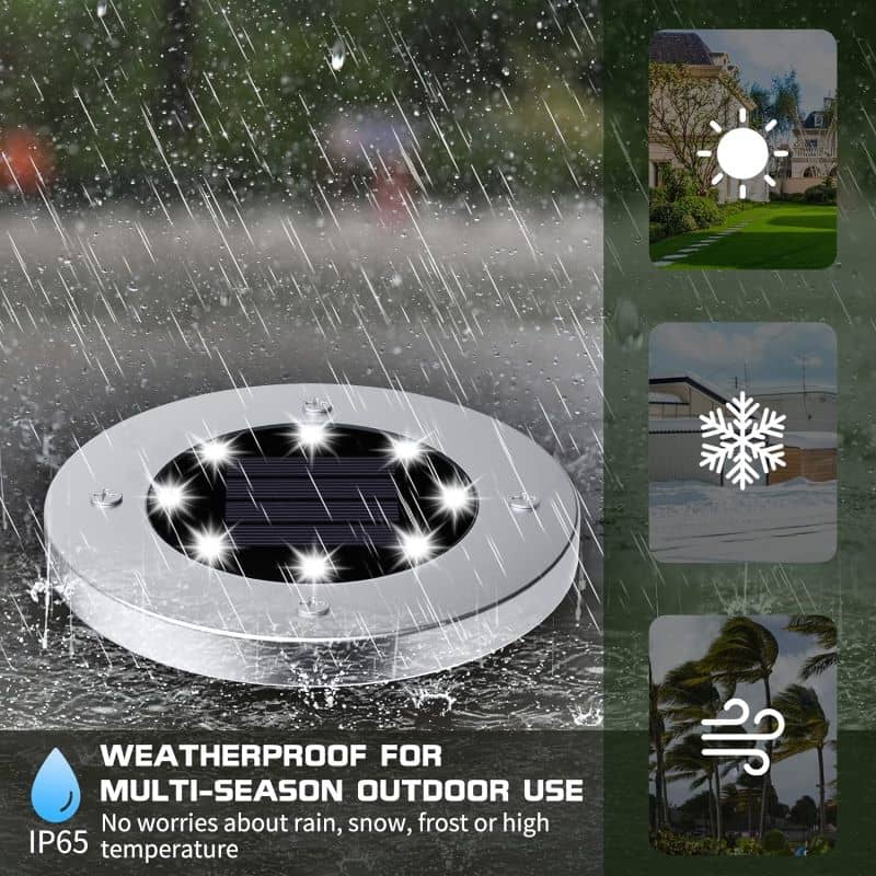 Solar Outdoor Waterproof Ground LED Lights (Pack of 4)