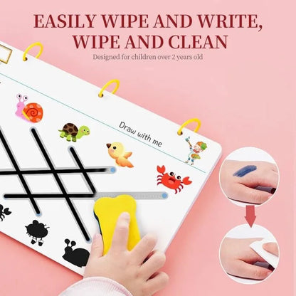 Premium Reusable Tracing Book – 64 Pages + Markers & Eraser