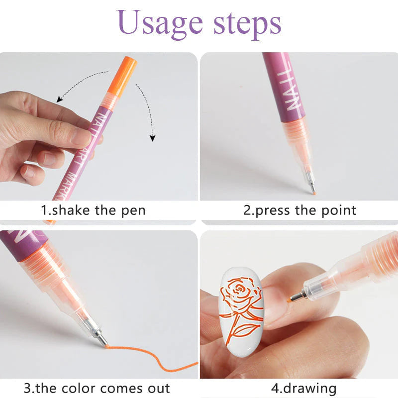 MagicMani™ - 12 Colors Nail Art Pen Marker Set for Creative Designs 💅🎨