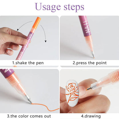 MagicMani™ - 12 Colors Nail Art Pen Marker Set for Creative Designs 💅🎨
