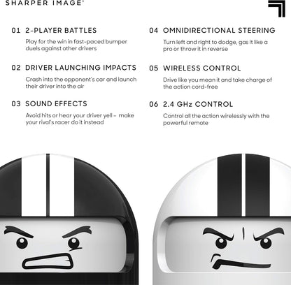 Road Rage RC Bumper Cars (2-Player Battle Set) – Ejecting Drivers, Lights & Sounds