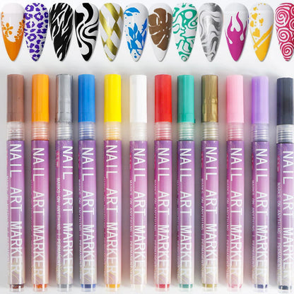 MagicMani™ - 12 Colors Nail Art Pen Marker Set for Creative Designs 💅🎨