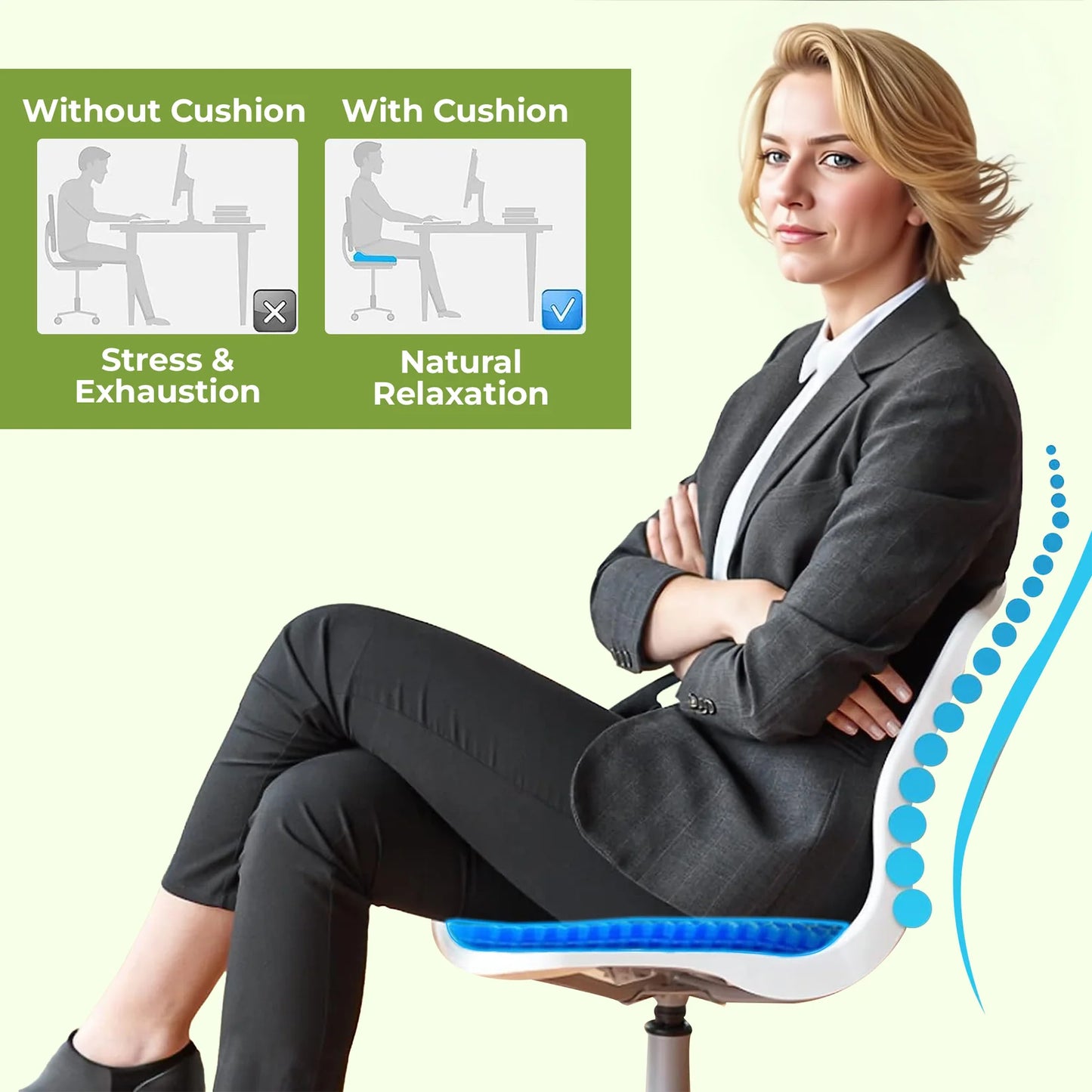 Double-Thick Honeycomb Gel Seat Cushion (Large Size) All day Comfort While Working