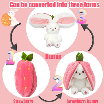 🍓🍓Strawberry Bunny Transformed into Little Rabbit🎀 Fruit Doll Plush Toy🐰🐰