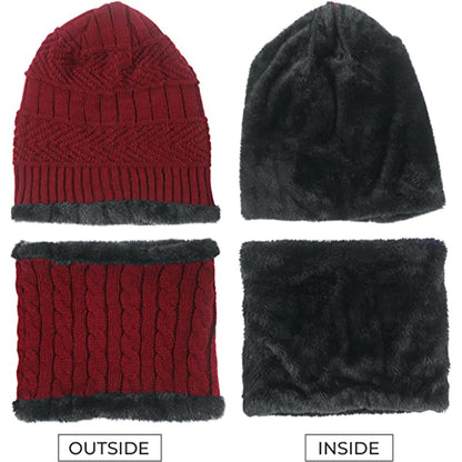 Unisex Winter Knit Beanie Cap Hat Neck Warmer Scarf