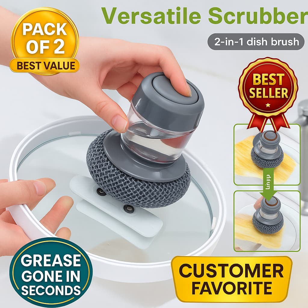 Kitchen Soap Dispensing Palm Brush (Pack of 2)