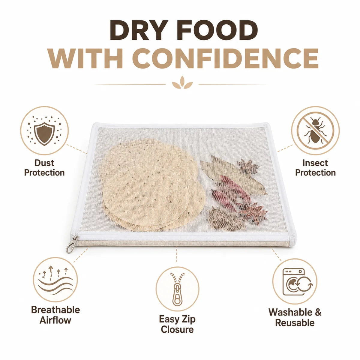 Papad Drying Cloth with Net & Zip