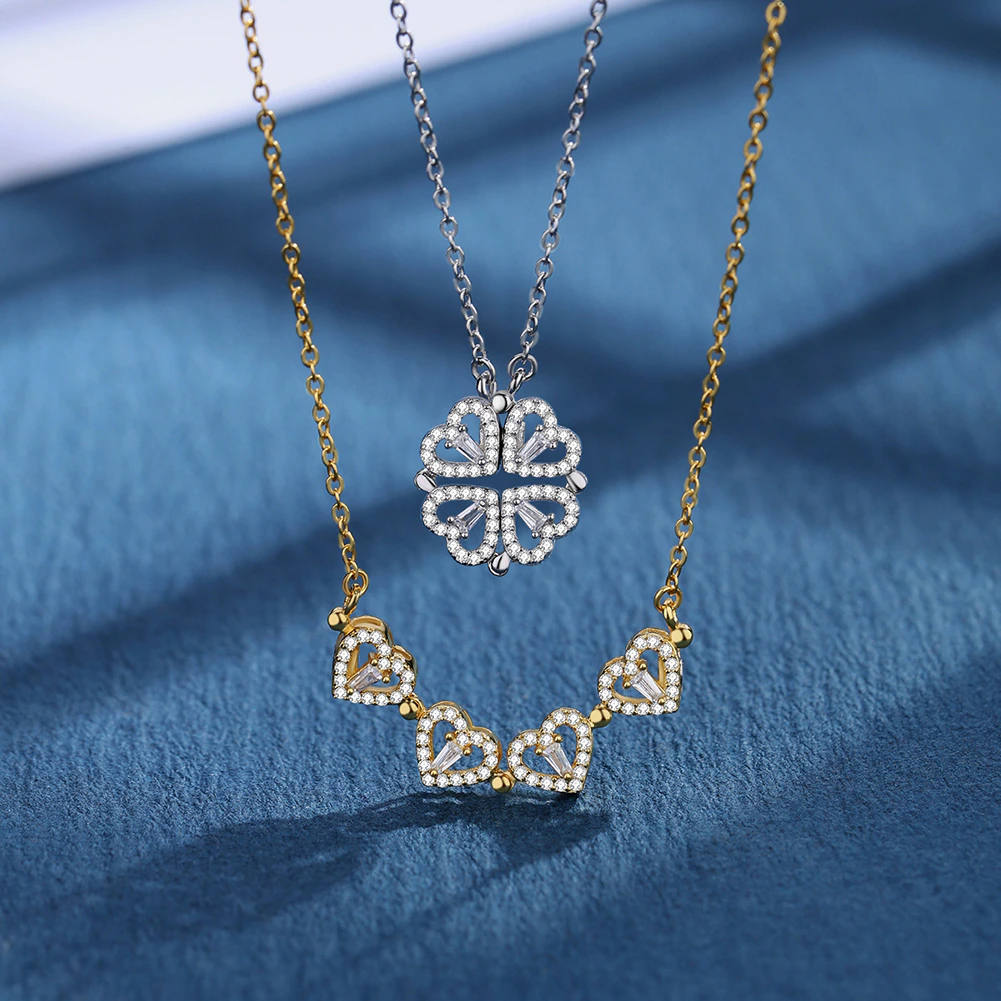 Magnetic Four Heart Necklace - Rose Gold
