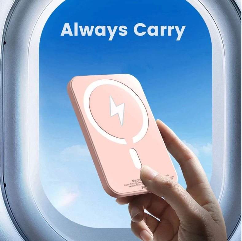 Power Bank for MagSafe/Qi Wireless Charging, Magnetic Battery Pack, Portable External Auxiliary Battery for iPhone 12/13/14/15/16 Pro Mini Plus Max