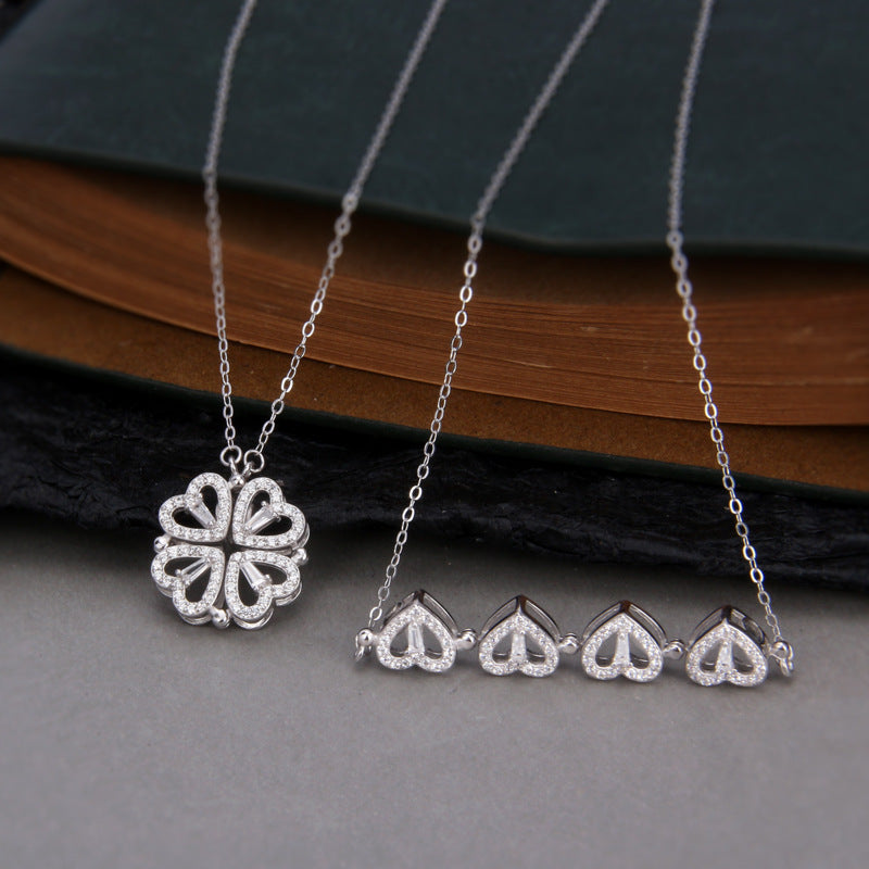 Magnetic Four Heart Necklace - Rose Gold