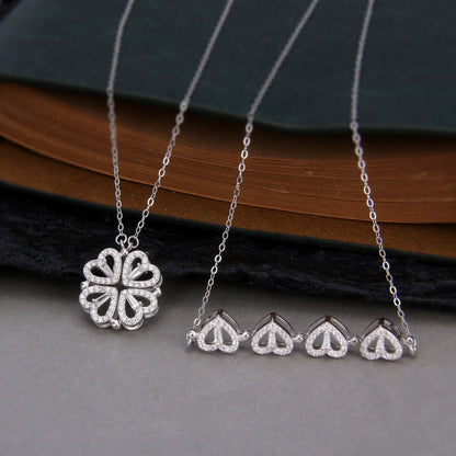 Magnetic Four Heart Necklace - Rose Gold