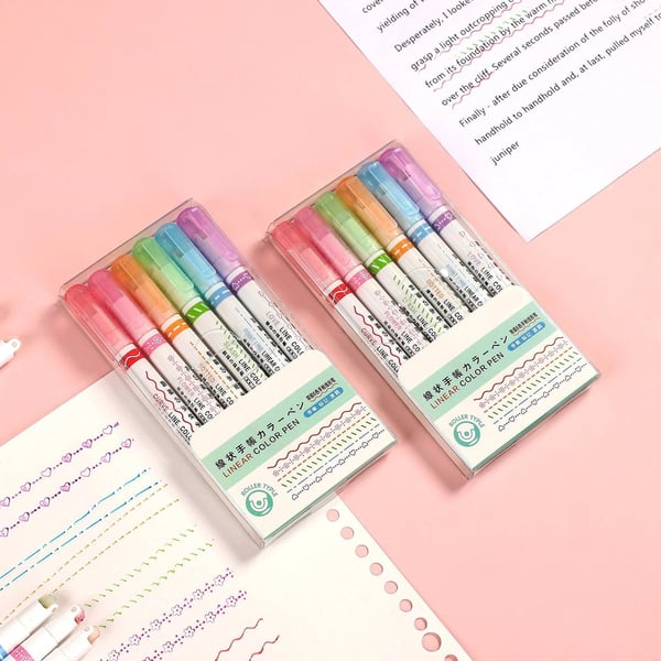 🔥🔥💖BEST GIFTS FOR KIDS - Dual Tip Pens with 6 Different Curve Shapes Fine Tips