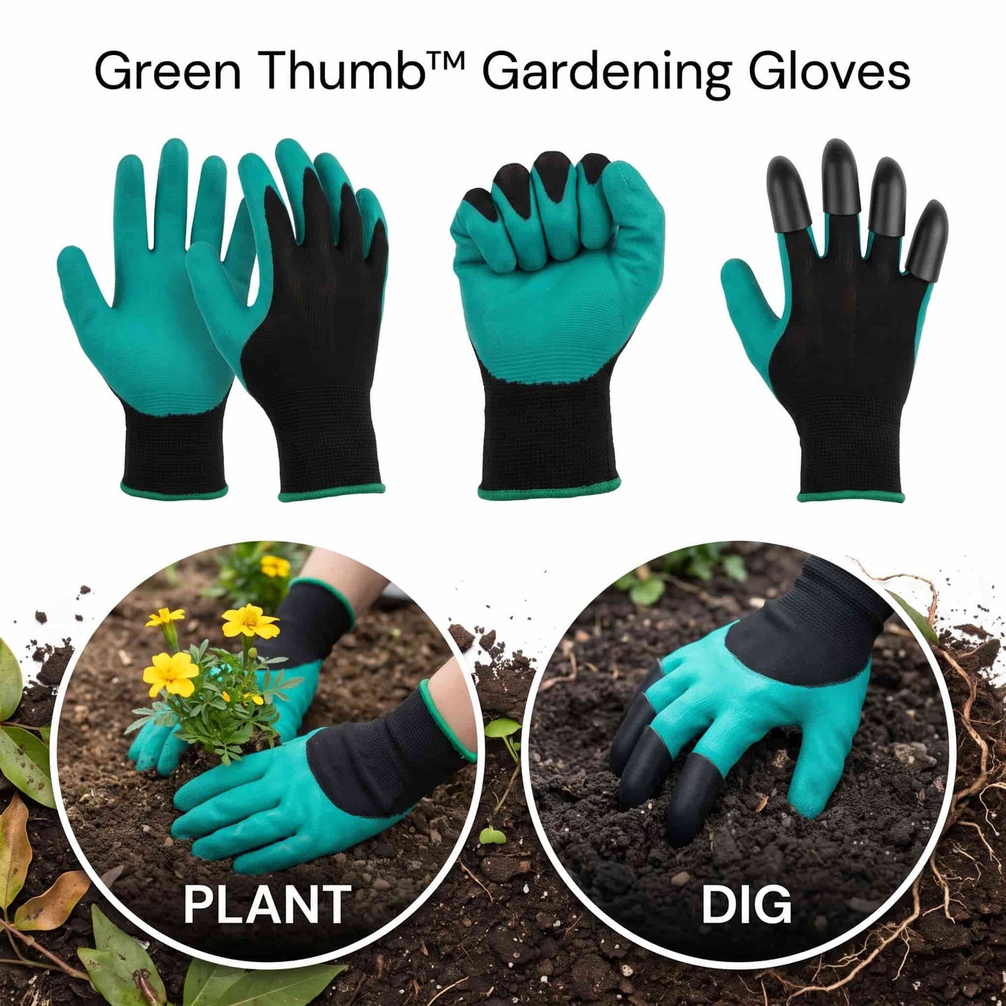 Green Thumb™ Gardening Gloves - Universal Waterproof Gloves with Claws for Digging, Planting & Weeding!! 🌱🧤