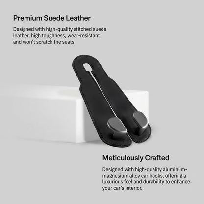 VeltiHook™ – Premium Leather Car Seat Hook | Hang Purses & Bags Instantly | Fits All Cars | 2-Pack (Black)