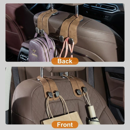 VeltiHook™ – Premium Leather Car Seat Hook | Hang Purses & Bags Instantly | Fits All Cars | 2-Pack (Black)