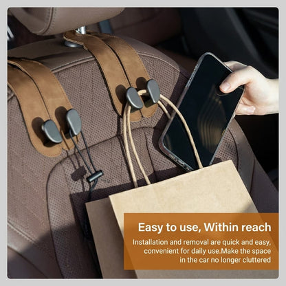VeltiHook™ – Premium Leather Car Seat Hook | Hang Purses & Bags Instantly | Fits All Cars | 2-Pack (Black)
