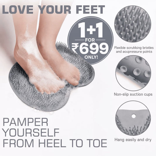 Exfoliating Shower Scrubber: Silicone Foot Mat with Wall-Mounted Suction Cups (Buy 1 Get 1 Free)