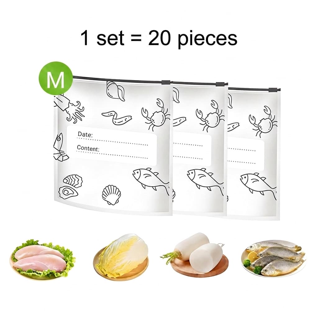 Reusable Foil Zip Lock Vacuum Food Storage Bag (Pack of 20)
