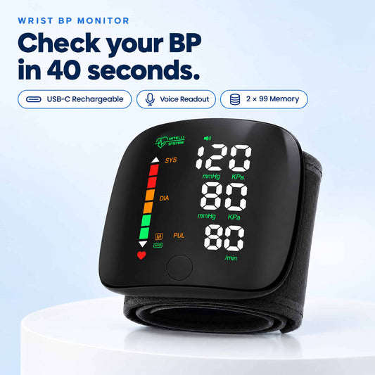Wrist Blood Pressure Monitor with Voice Guidance – Track BP & Heart Rate at Home
