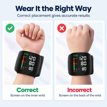 Wrist Blood Pressure Monitor with Voice Guidance – Track BP & Heart Rate at Home