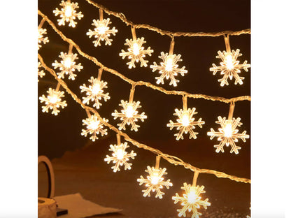 14 LED 3M Christmas Snowflake Light Battery Powered Waterproof Garden Fairy Lights for Christmas Festival Home Party Decorations