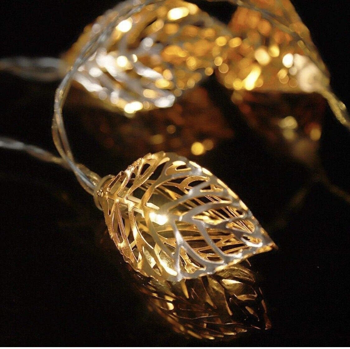 14 3D Leaf Metal Tree Leaf Shape Decorative LED Fairy String Starry Lights