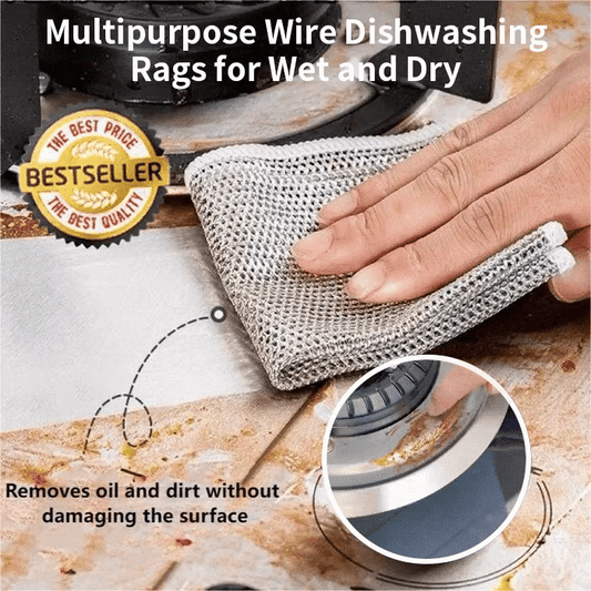 Multipurpose Wire Dishwashing Rags for Wet and Dry (Pack of 10)