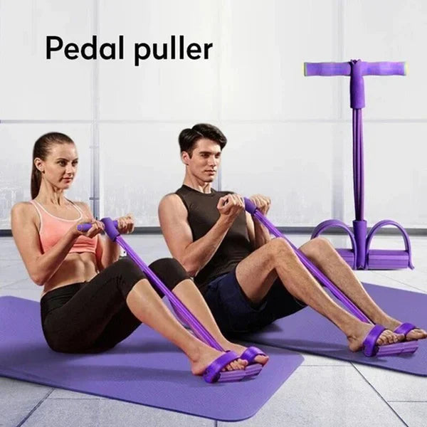 Fitness Resistance Bands-4 Tube Pedal Ankle Puller