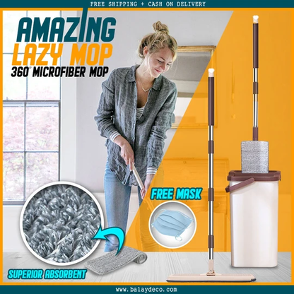 Scratch A net Mop with Bucket and 2 Mop Pads and Squeeze Dry Flat Mop