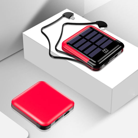 Mini Solar Power Bank with Twin Concealable Cables