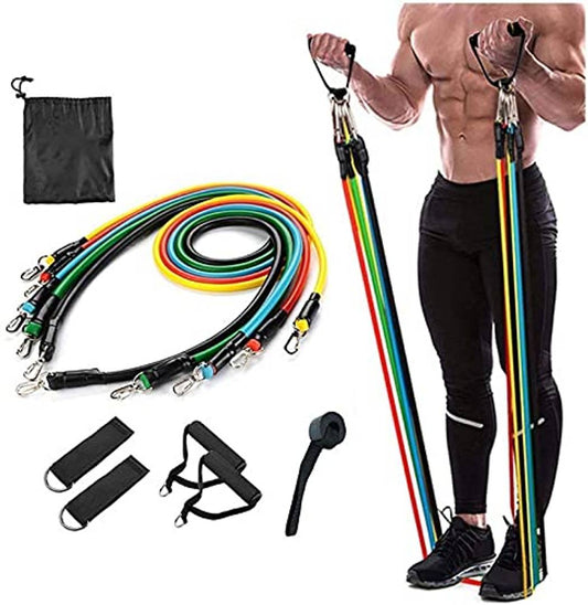 Resistance Bands Set for Exercise, Stretching, and Workout Toning Tube Kit with Foam Handles, Door Anchor, Ankle Strap, and Carrying Bag for Men, Women