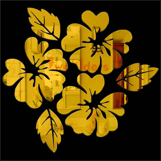 Designer Flower And Leaf (Pack Of 6) - Golden
