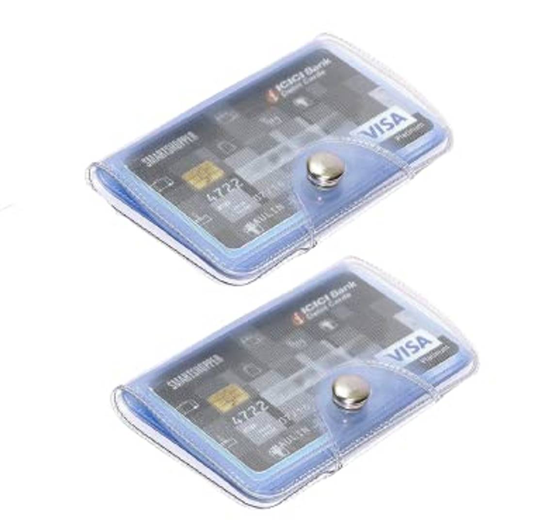 2Pcs Button Transparent ATM card holder