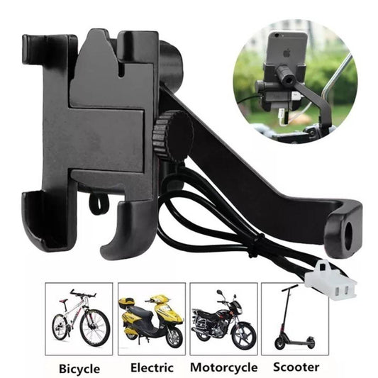C-2 Aluminum Motorcycle Bike Phone Holder Multifunctional with Charger USB PORT