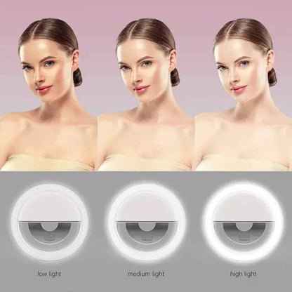 Rechargeable Mini Phone LED Selfie Lamp Ring Light Night Using Light (Random Colour)