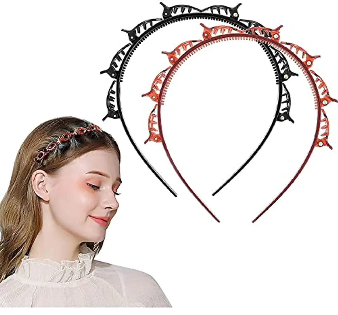 Twist Plait Headband Hairpin Double Bangs Hair Tools (Pack of 2) Multicolour
