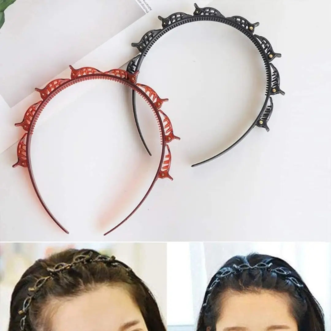 Twist Plait Headband Hairpin Double Bangs Hair Tools (Pack of 2) Multicolour