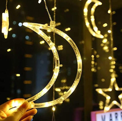 3 Moon + 3 Star + 6 Mini Star Moon & Star LED Curtain String Decorative Lights warm white/ multi Curtain Decoration Light