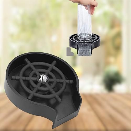 Cup Washer-Metal Faucet Glass Washer Cleanfree Black Easy Clean for Household Bars